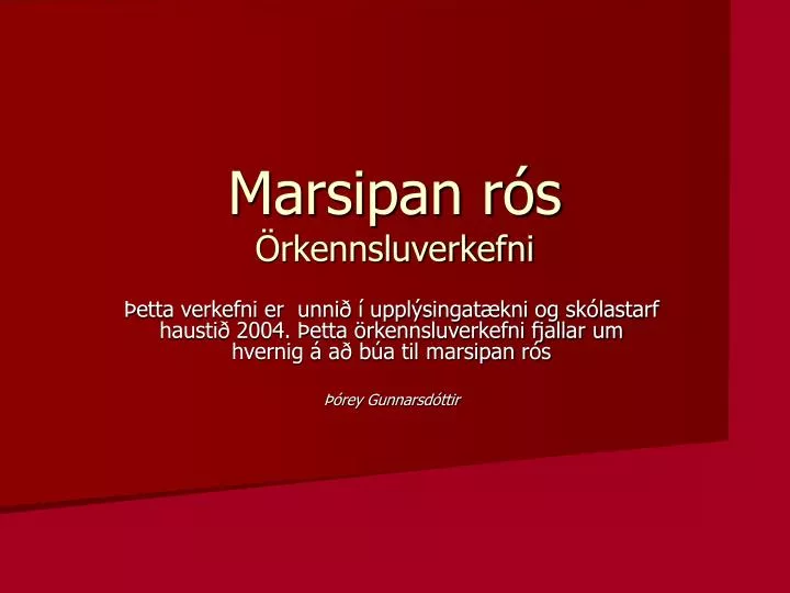 marsipan r s rkennsluverkefni