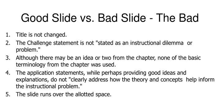good slide vs bad slide the bad