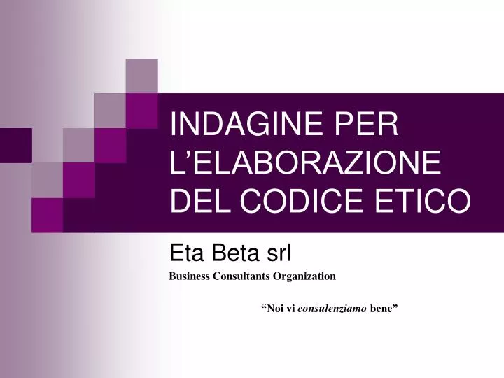 indagine per l elaborazione del codice etico