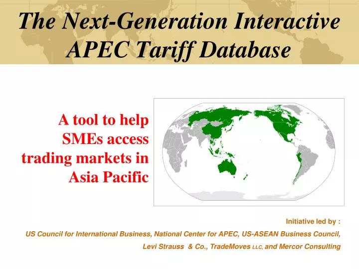 the next generation interactive apec tariff database