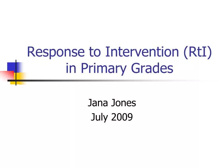 response to intervention rti in primary grades