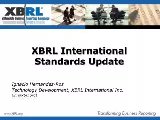 XBRL International Standards Update