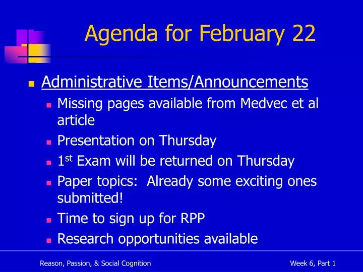 agenda for february 22