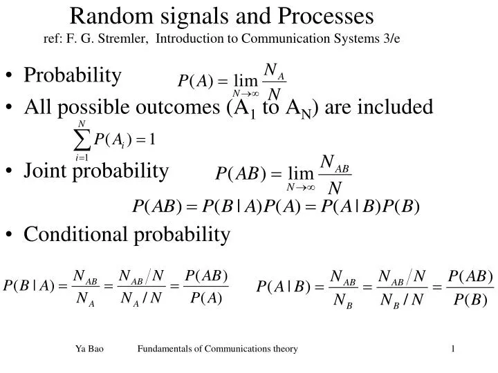 random signals and processes ref f g stremler introduction to communication systems 3 e