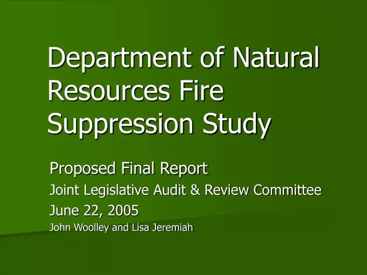 department of natural resources fire suppression study