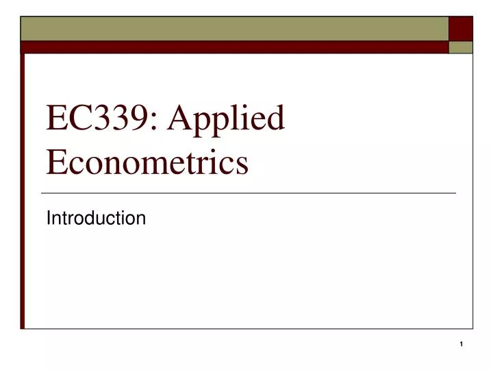 ec339 applied econometrics