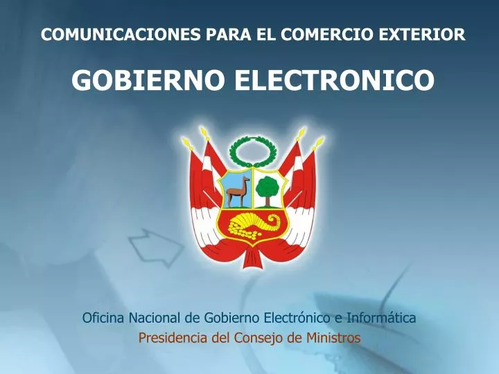 oficina nacional de gobierno electr nico e inform tica presidencia del consejo de ministros