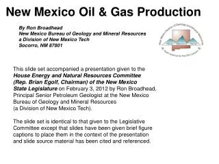 New Mexico Oil &amp; Gas Production