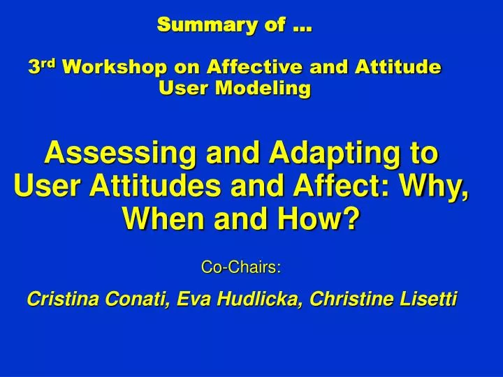 summary of 3 rd workshop on affective and attitude user modeling
