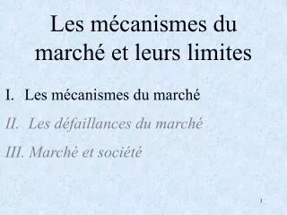 les m canismes du march et leurs limites