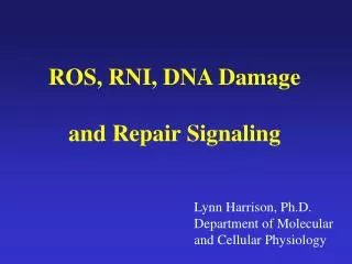 ROS, RNI, DNA Damage and Repair Signaling