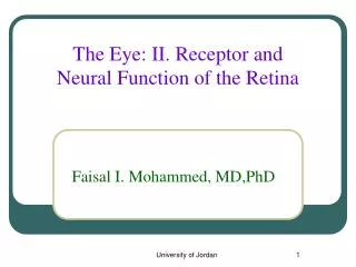 The Eye: II. Receptor and Neural Function of the Retina