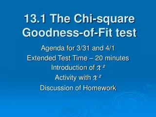 13.1 The Chi-square Goodness-of-Fit test