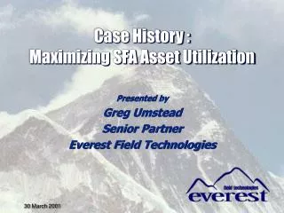 Case History : Maximizing SFA Asset Utilization