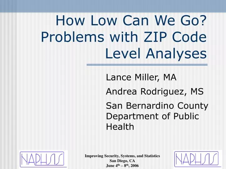 how low can we go problems with zip code level analyses