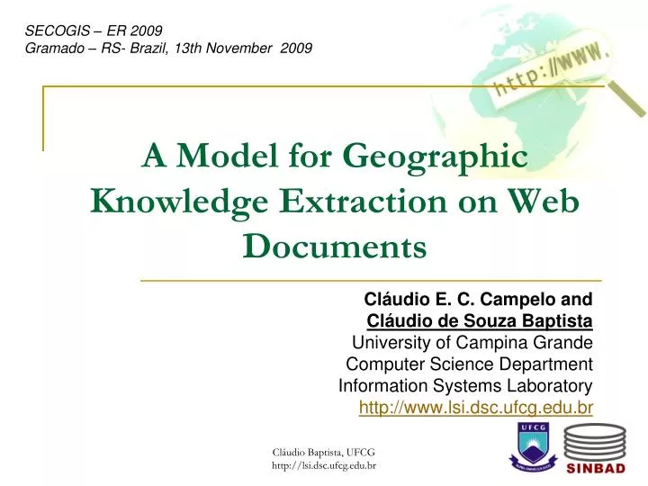 a model for geographic knowledge extraction on web documents