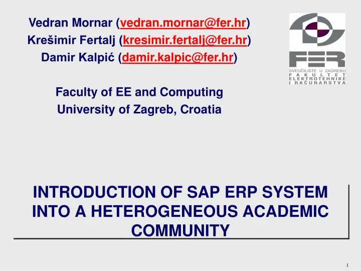 introduction of sap erp system into a heterogeneous academic community