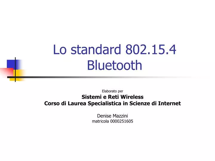 lo standard 802 15 4 bluetooth