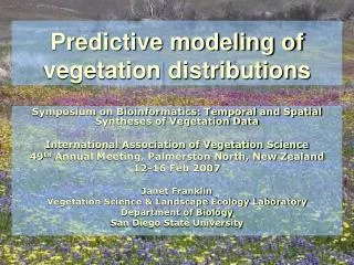Predictive modeling of vegetation distributions