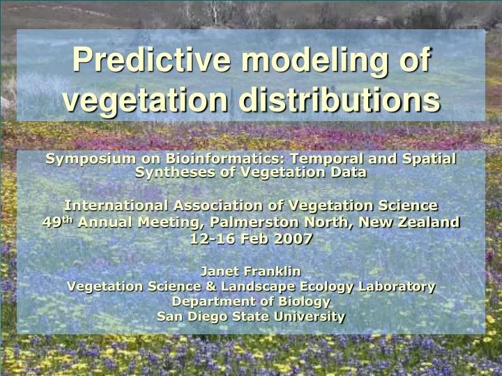 predictive modeling of vegetation distributions