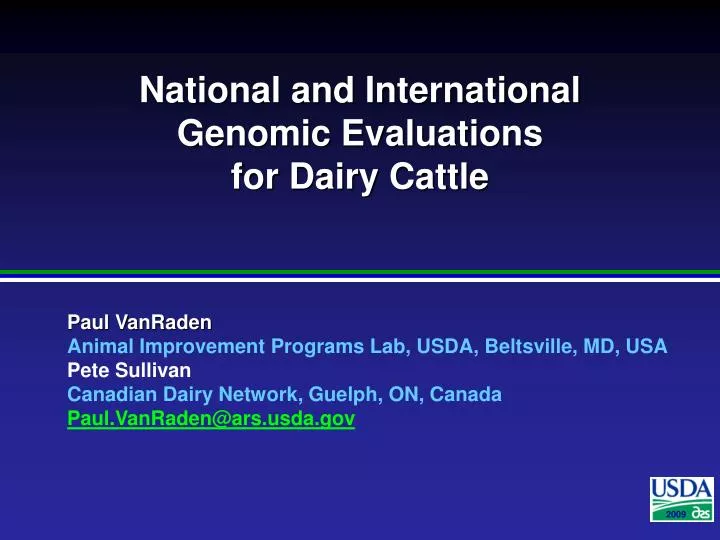 national and international genomic evaluations for dairy cattle