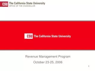 Revenue Management Program October 23-25, 2006