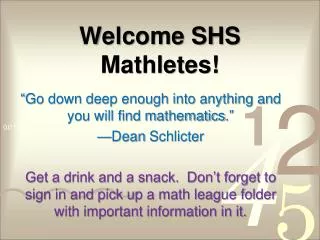 Welcome SHS Mathletes!