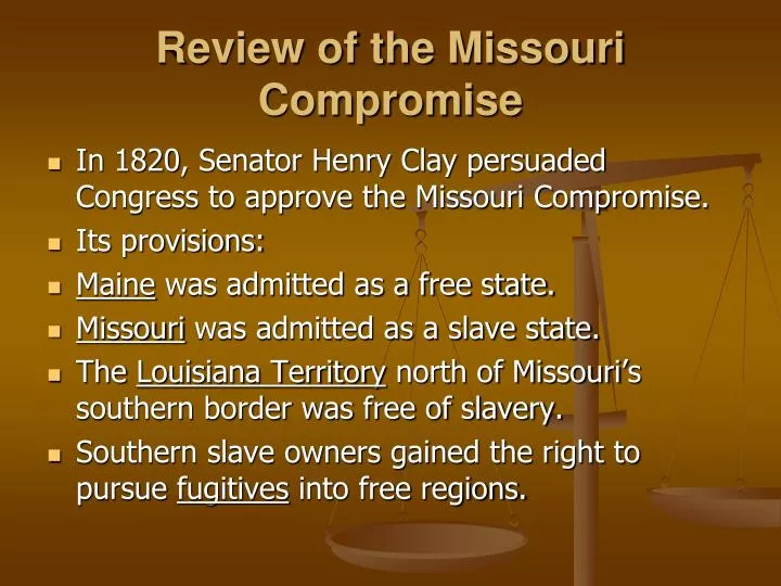 review of the missouri compromise