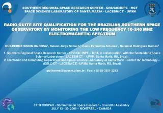 SOUTHERN REGIONAL SPACE RESEARCH CENTER - CRS/CIE/INPE - MCT