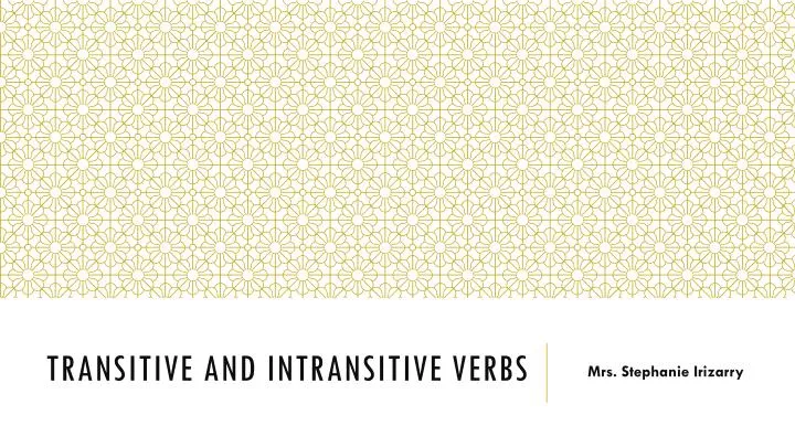 transitive and intransitive verbs