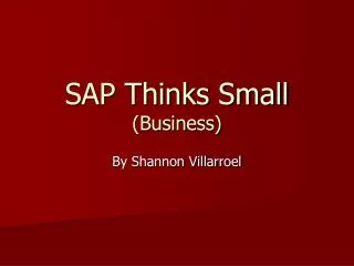 SAP Thinks Small (Business)