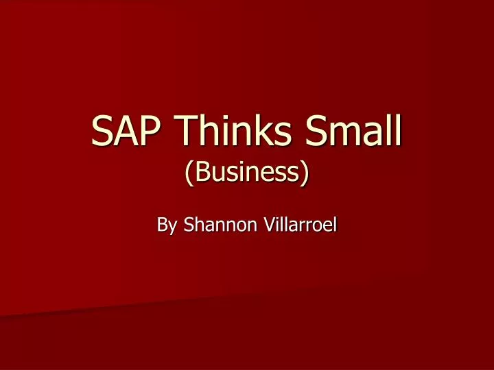 sap thinks small business