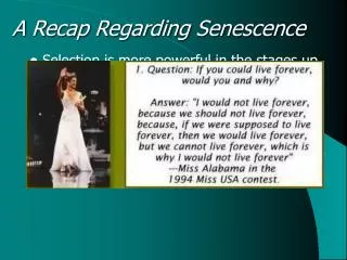 A Recap Regarding Senescence