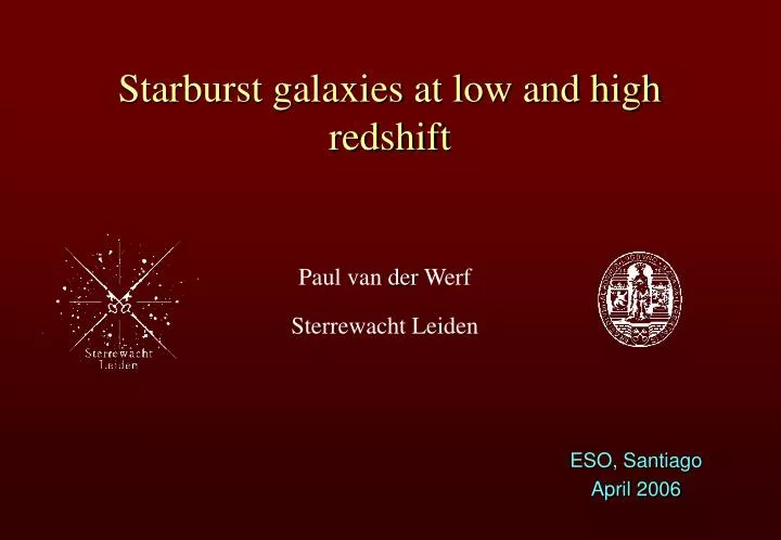 starburst galaxies at low and high redshift