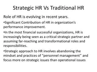 Strategic HR Vs Traditional HR