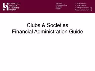 Clubs &amp; Societies Financial Administration Guide