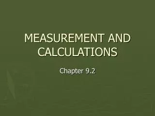 measurement and calculations