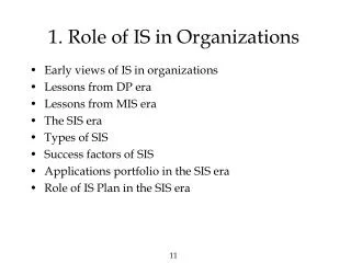 1. Role of IS in Organizations