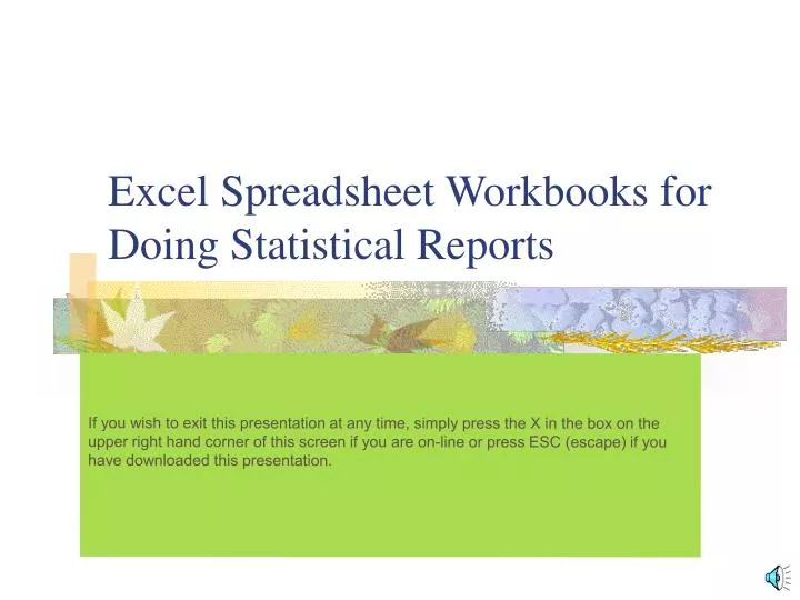 excel spreadsheet workbooks for doing statistical reports