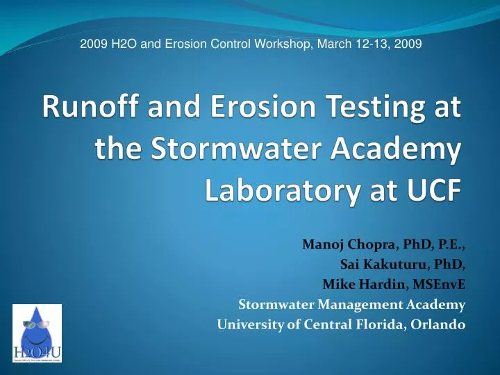runoff and erosion testing at the stormwater academy laboratory at ucf