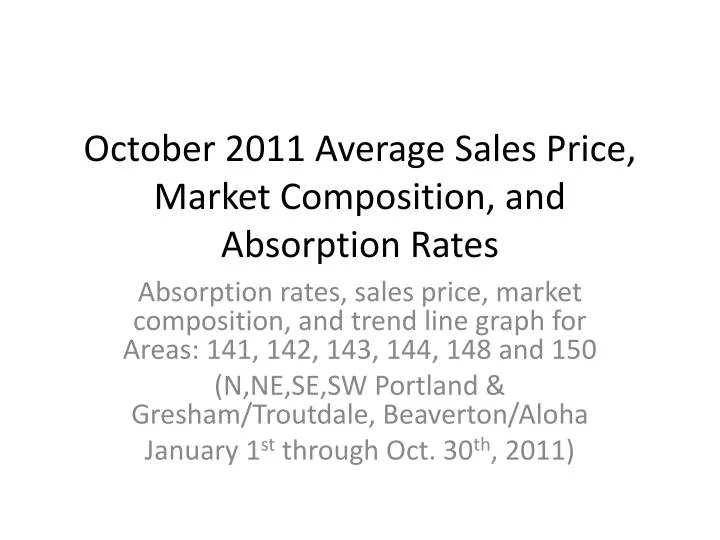 october 2011 average sales price market composition and absorption rates