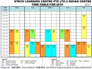 TIME-TABLE FOR 2010