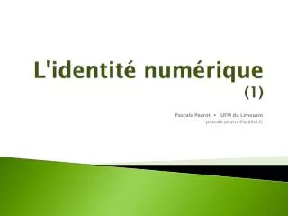 l identit num rique 1