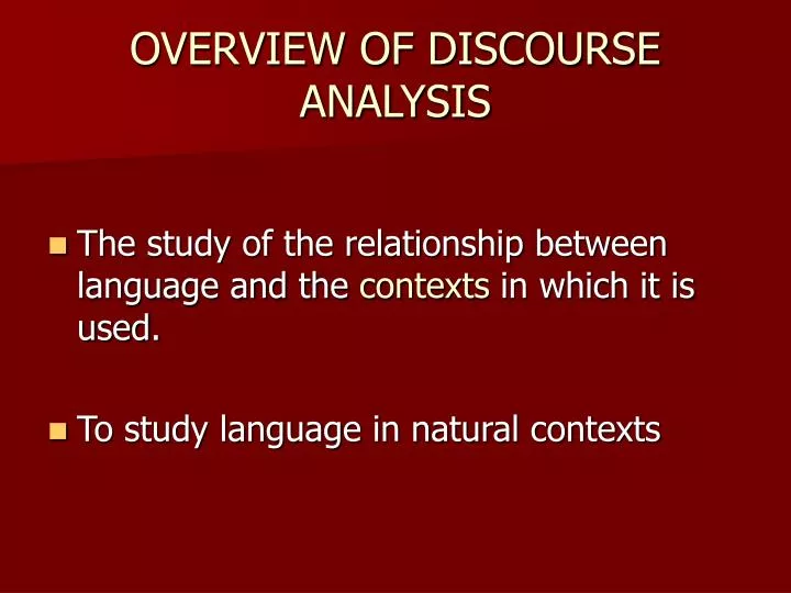 overview of discourse analysis