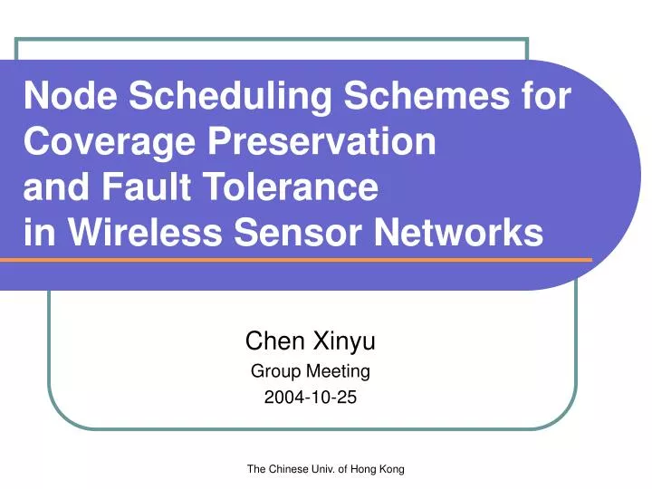node scheduling schemes for coverage preservation and fault tolerance in wireless sensor networks