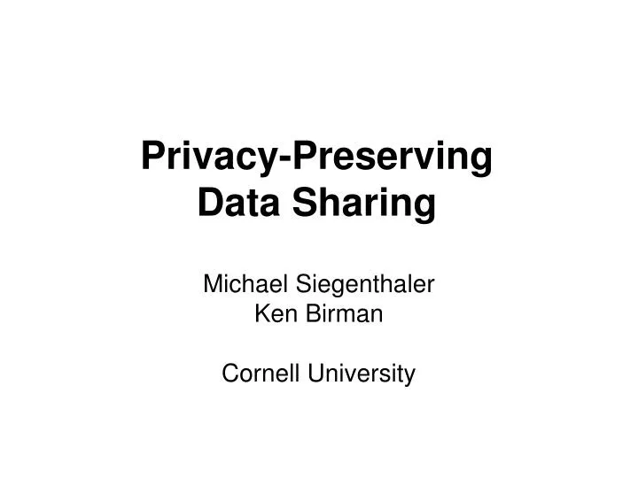 privacy preserving data sharing