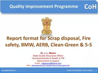Report format for Scrap disposal, Fire safety, BMW, AERB, Clean-Green &amp; 5-S