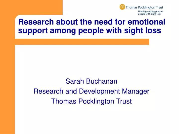 research about the need for emotional support among people with sight loss