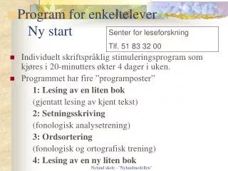program for enkeltelever ny start