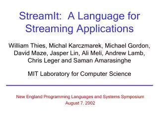 StreamIt: A Language for Streaming Applications